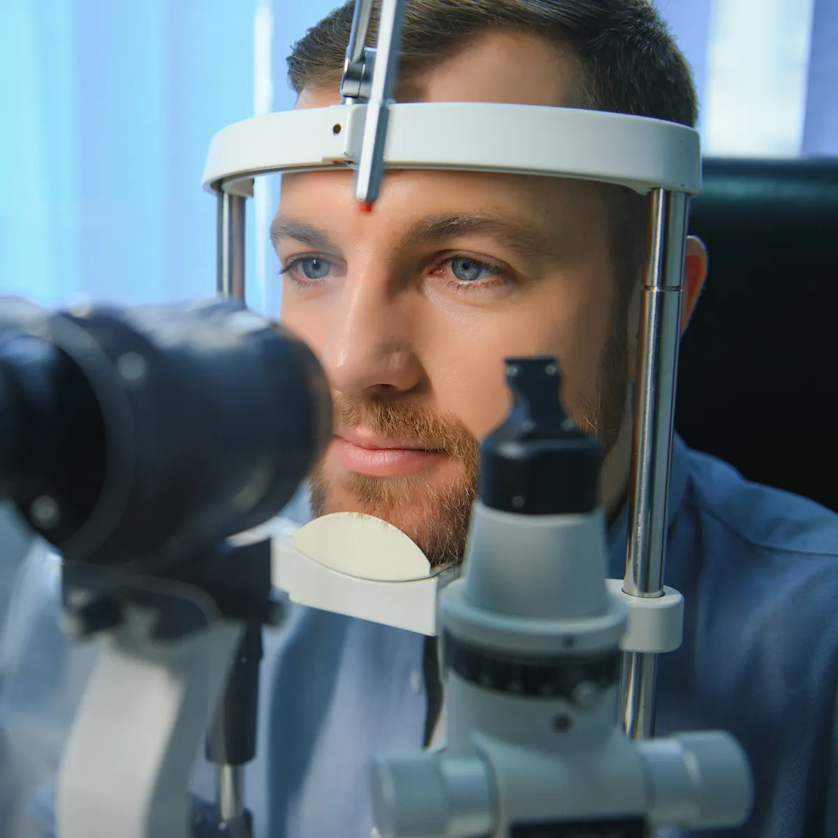 Man being examined for neurological eye condition